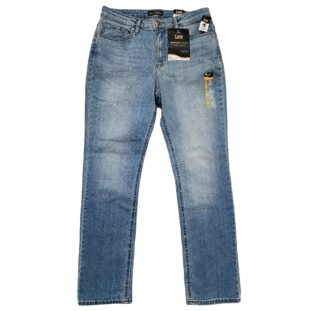 Lee Legendary Jeans Straight Leg Mid Rise Women's 10M Blue Stretch‎ Repreve Eco